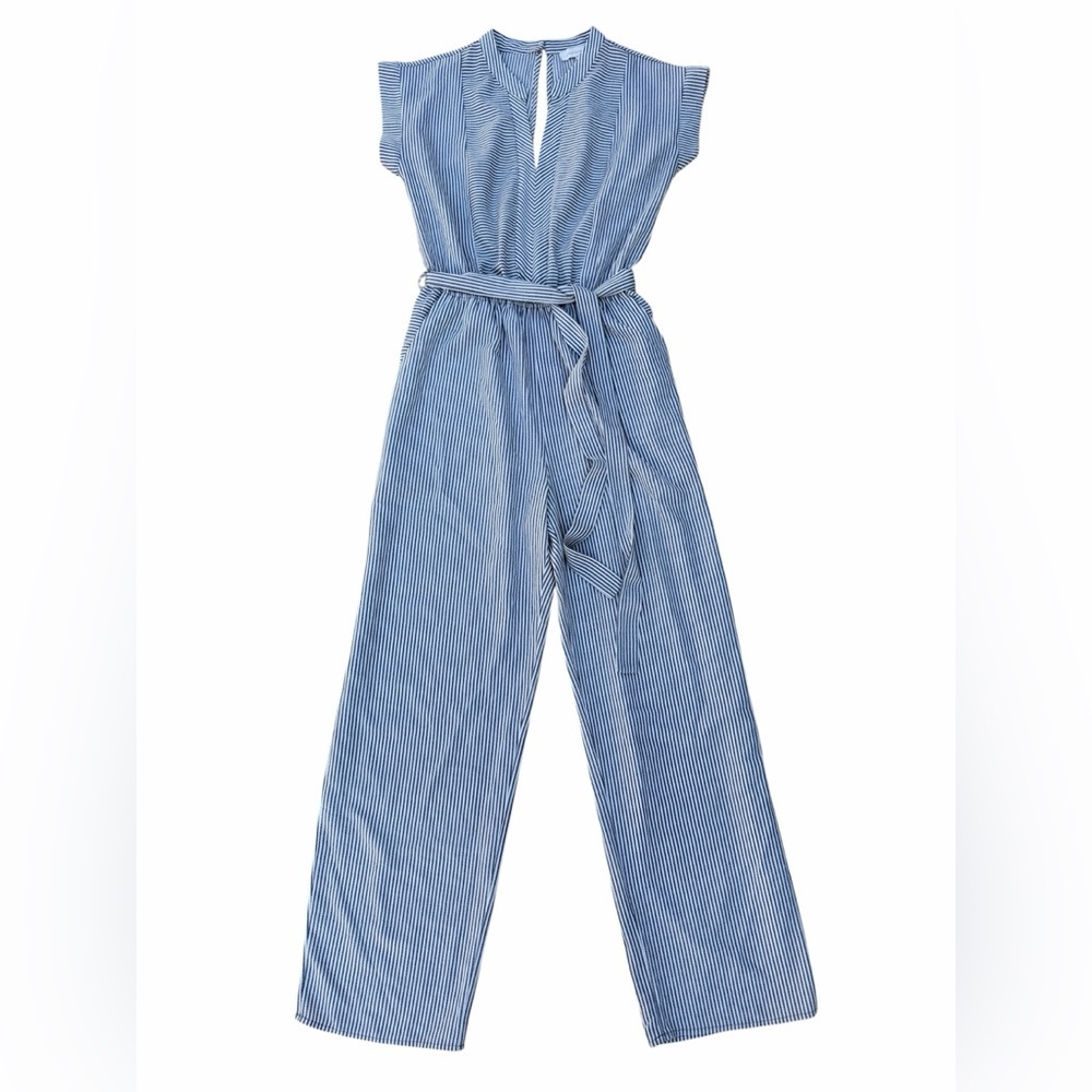 monteaue Los Angeles White Gray Striped Jumpsuit